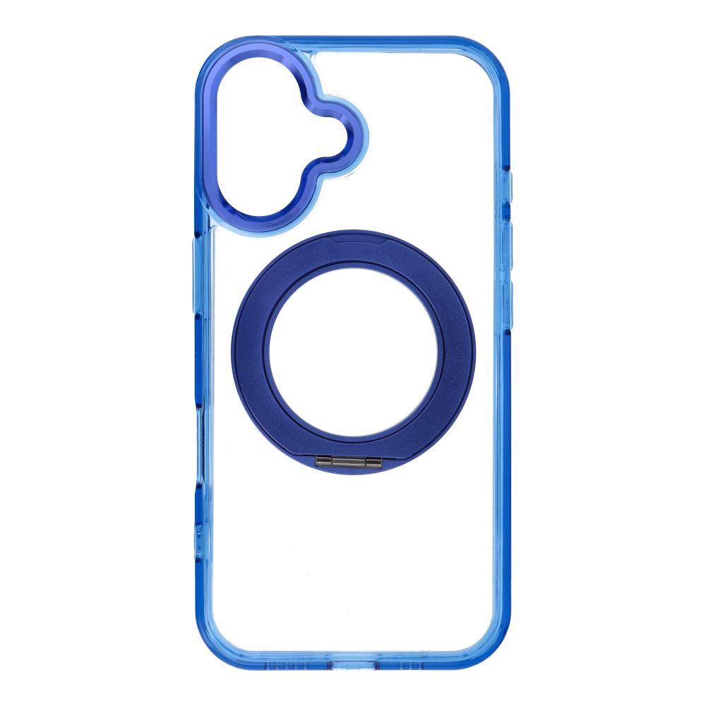 Husa pentru iPhone 16 Frame Circle Stand Compatible cu Magsafe Bleumarin