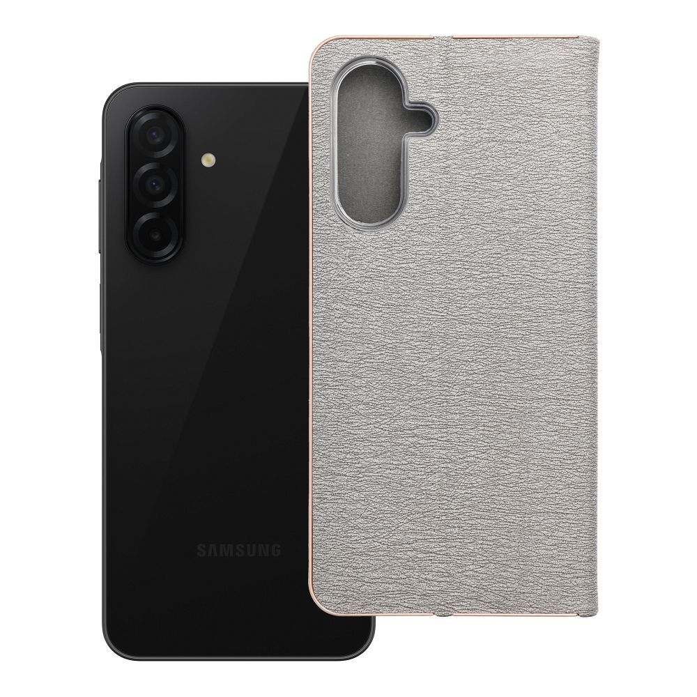 Husa Luna Book Auriu Flip pentru Samsung A26 5G Argintiu