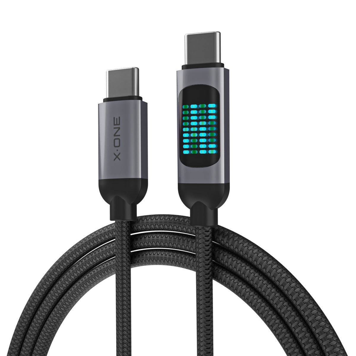 Cablu X-one Flowlink Running LED Data - Type C To C - 5A Max 100W 1,2m Negru