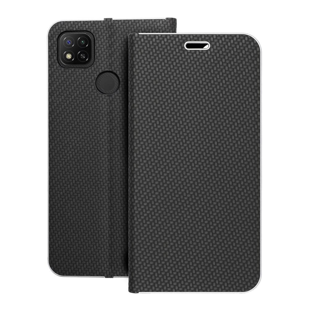 Husa Luna Book Carbon Flip pentru Xiaomi Redmi 9C / 9C Negru
