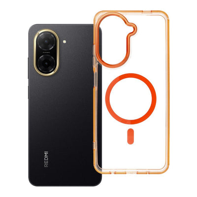 Husa Frame Transparent Hybrid Mag pentru Xiaomi Redmi A5 Compatible cu Magsafe Hermes Portocaliu