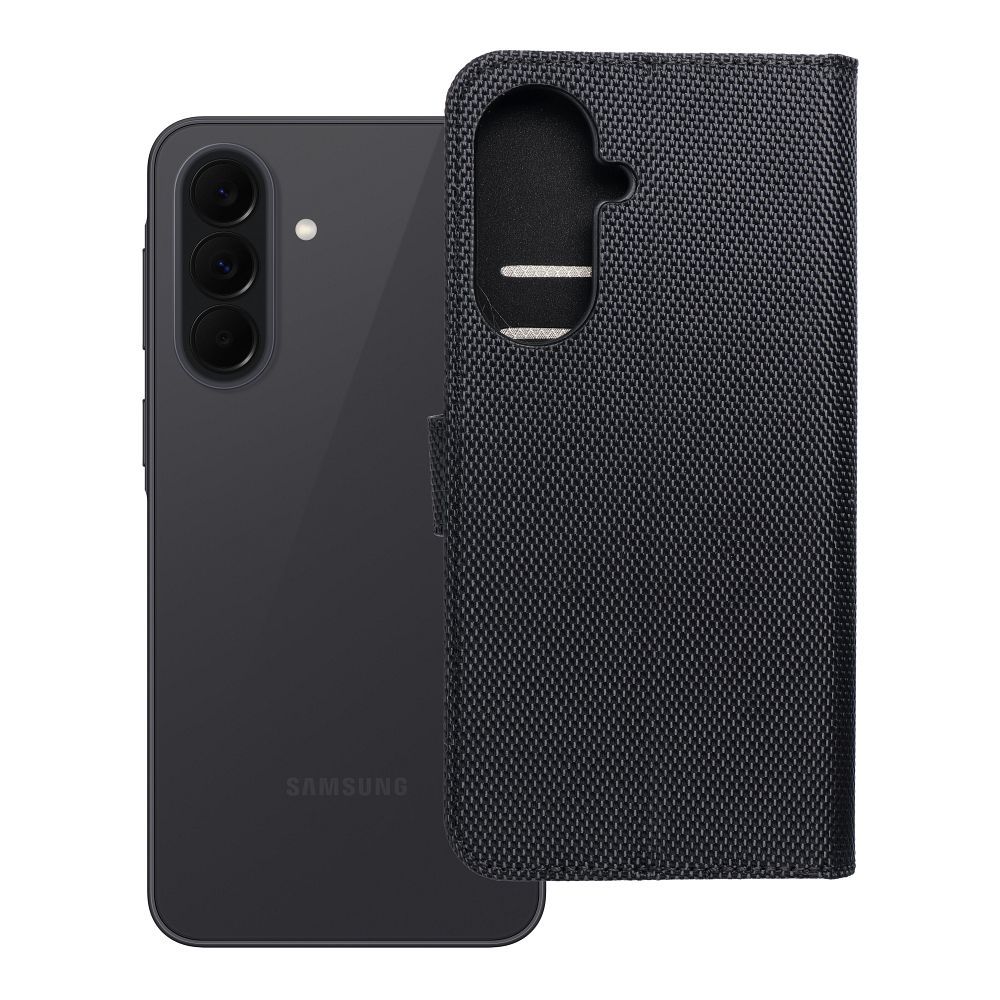 Husa 4Card Rfid Flip pentru Samsung A37 Anti-theft Tech Fabric Negru