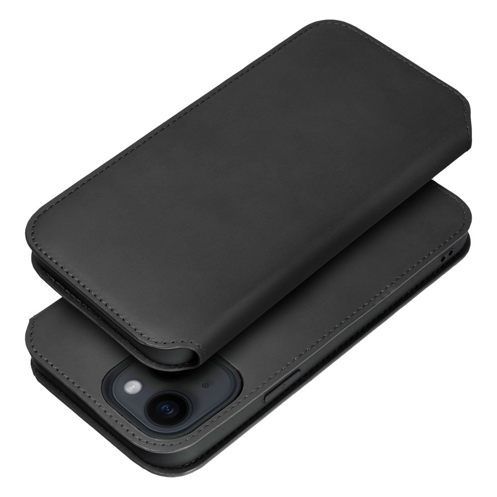 Husa Dual Pocket Flip pentru iPhone 15 Plus Book Negru