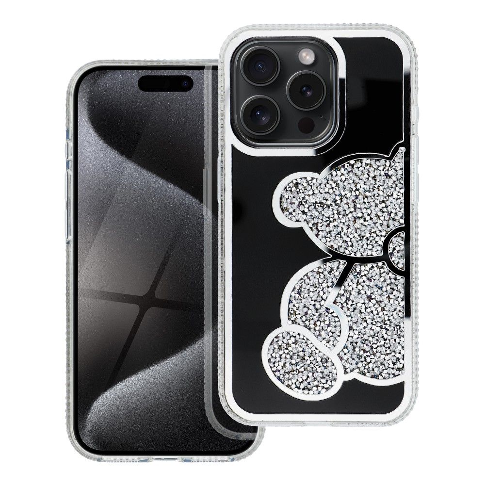 Husa Teddy Bear pentru iPhone 16 PRO Argintiu