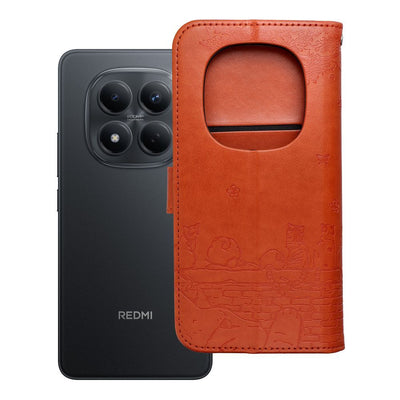 Husa Mezzo Book Flip pentru Redmi Note 15 PRO Plus 5G Cats Maro