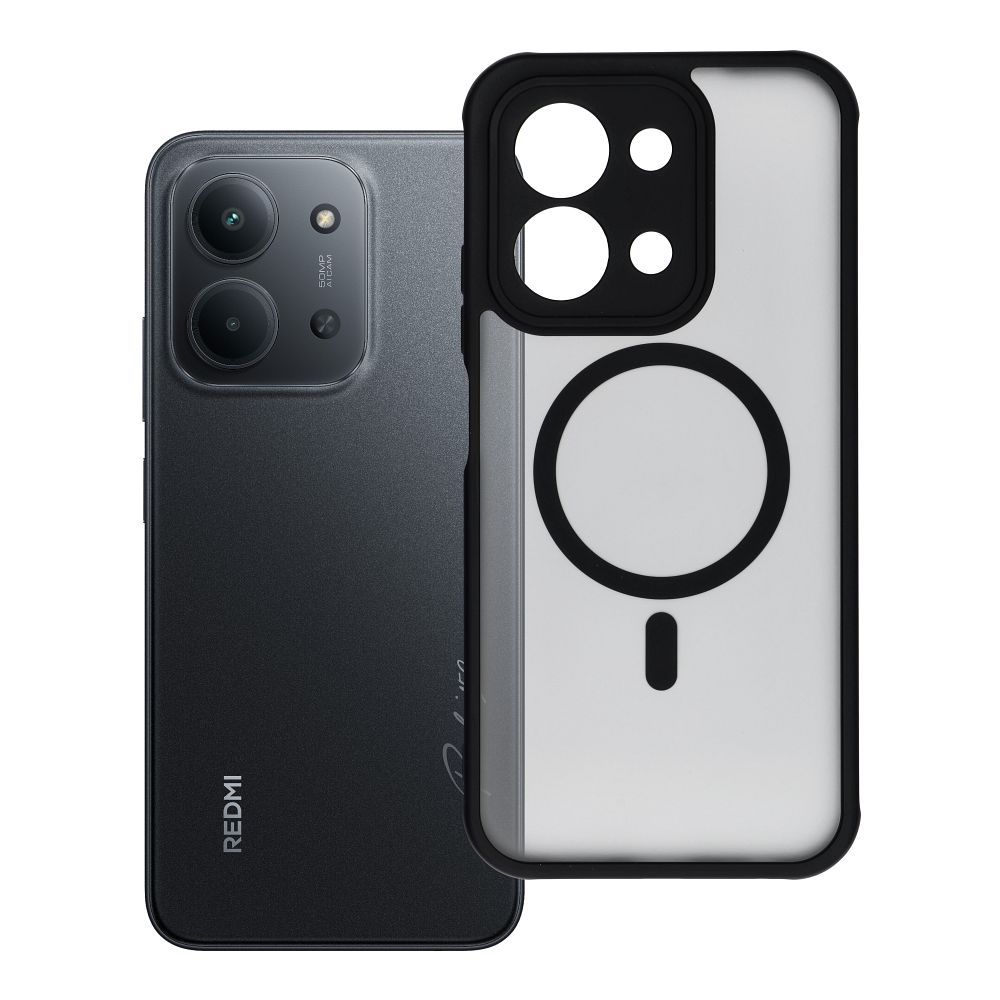Husa Full mat Mag pentru Xiaomi Redmi 15C (173,16 X 81,07 X 8,2) Compatible cu Magsafe Negru