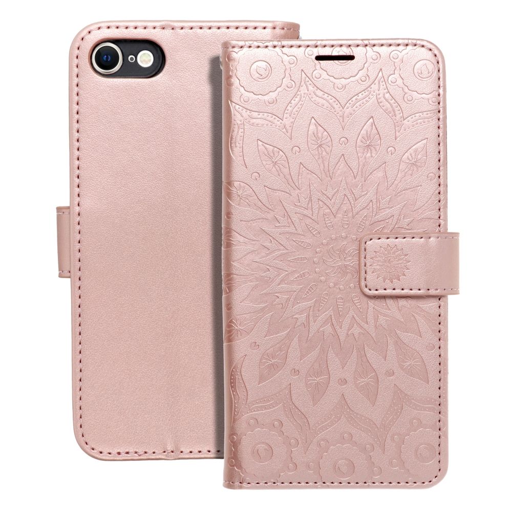 Husa Mezzo Book Flip pentru iPhone 7 / 8 / SE 2020 / SE 2022 Mandala Roz auriu