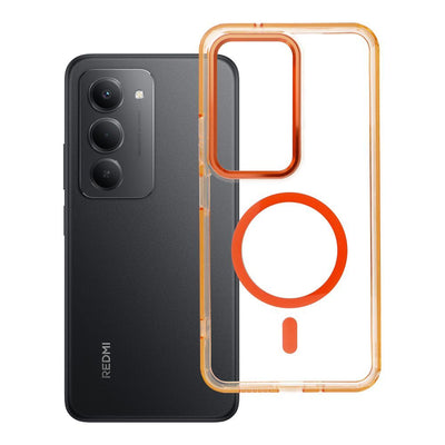 Husa Frame Transparent Hybrid Mag pentru Xiaomi Redmi 15 Compatible cu Magsafe Hermes Portocaliu