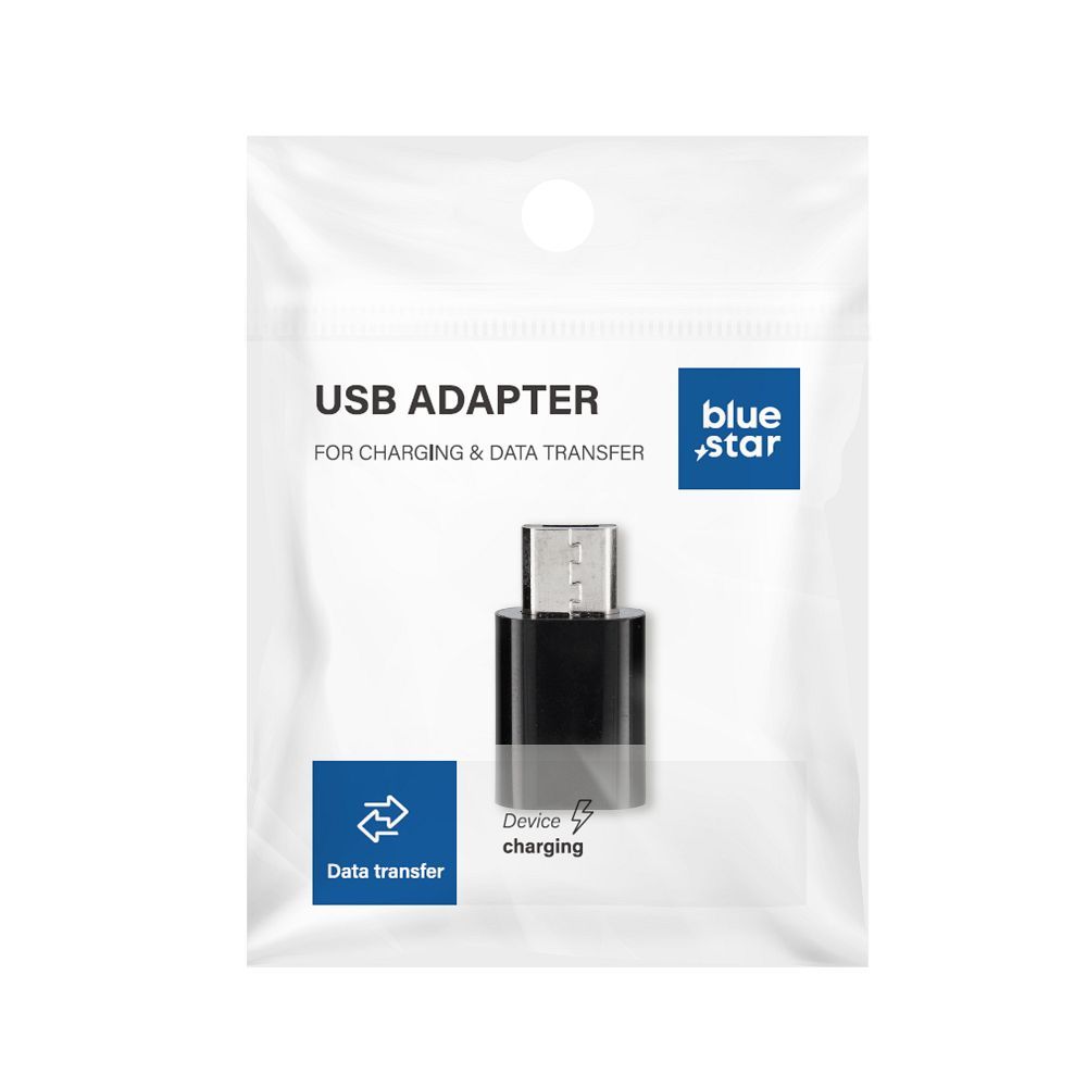 Adaptor Albastru Star Type C To Micro USB - Negru