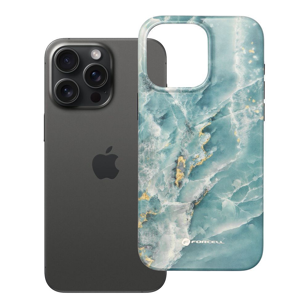 Husa Forcell pentru iPhone 15 PRO MAX F-protect Mirage Compatible cu Magsafe Military Drop-test Verde Marble