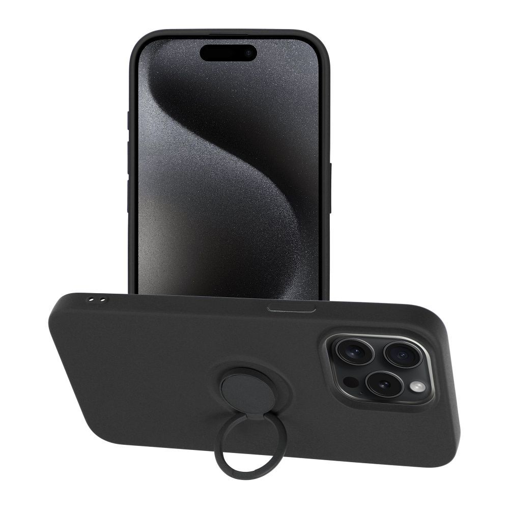 Husa Silicone Ring pentru iPhone 15 PRO MAX Negru