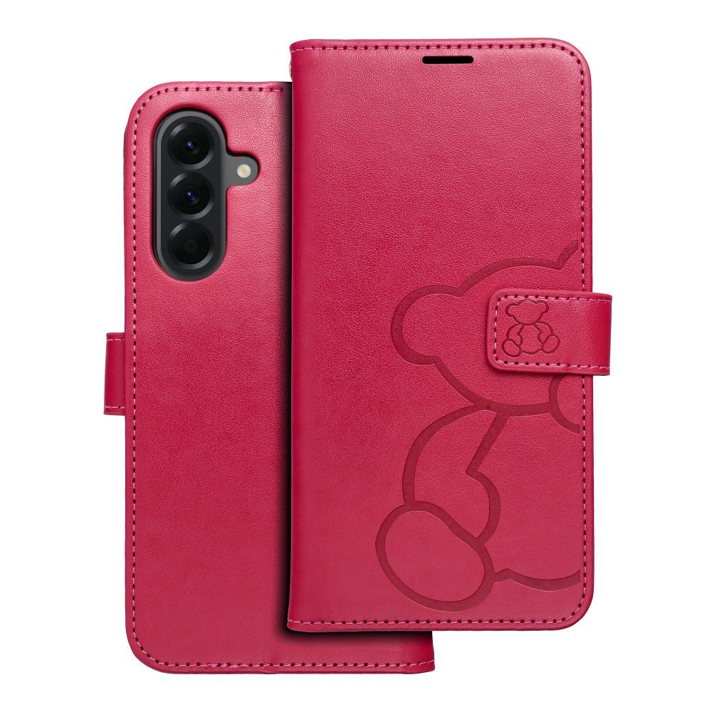 Husa Mezzo Book Flip pentru Samsung A56 5G Teddy Bear Magenta