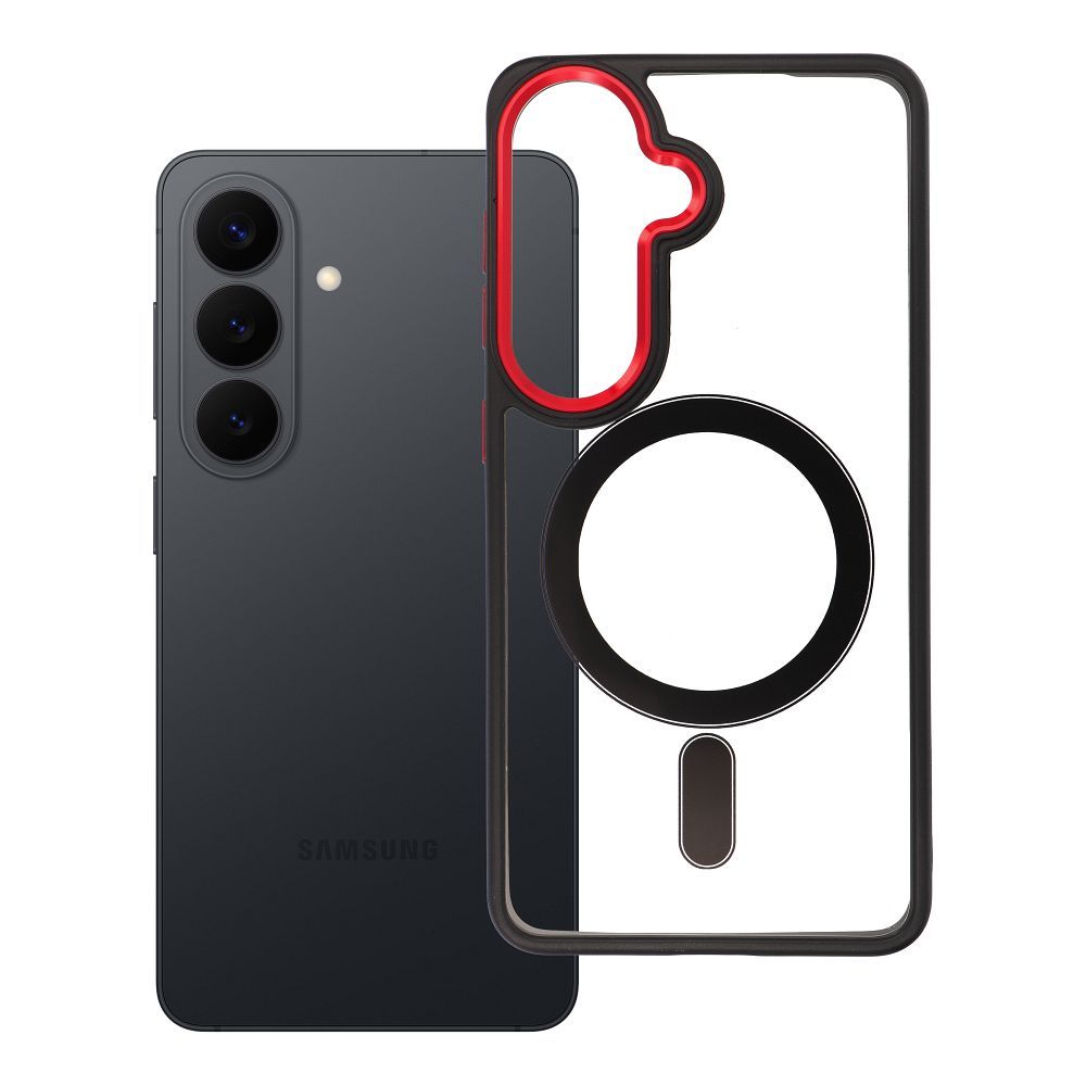 Husa Color Edge Mag pentru Samsung S26 Compatible cu Magsafe Negru-Rosu