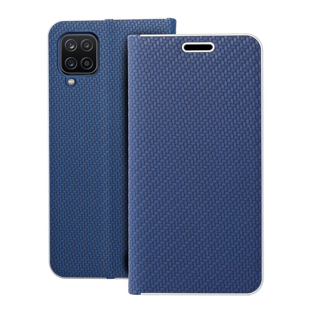 Husa Luna Book Carbon Flip pentru Samsung A12 / M12 Albastru