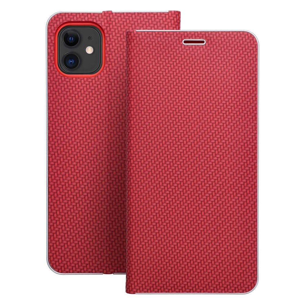 Husa Luna Book Carbon Flip pentru iPhone 11 Rosu