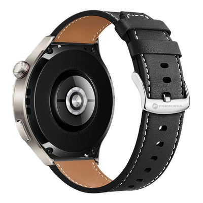 Curea Forcell To Samsung Galaxy Watch F-design Fs21 Holes Eco-friendly piele 22 Mm Negru