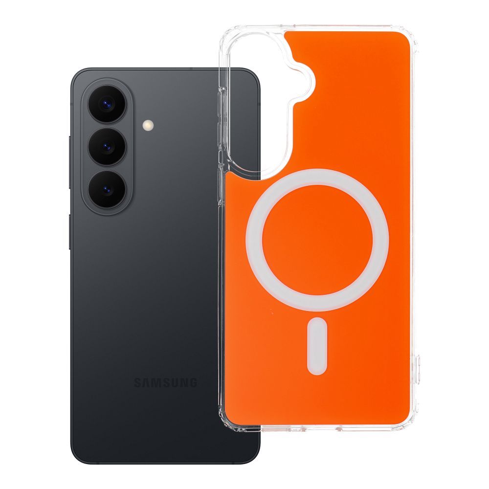 Husa Transparent Fusion Mag pentru Samsung S26 Plus Compatible cu Magsafe Hermes Portocaliu