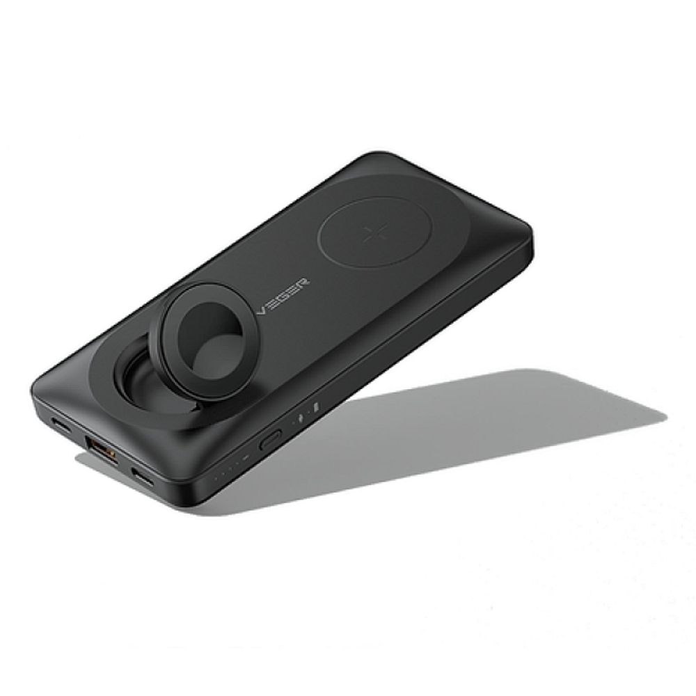 Acumulator extern Veger Compatible cu Magsafe Magmulti (W1156) PD Qc3.0 3A 22,5W 10000 Mah cu Wireless Charging Negru