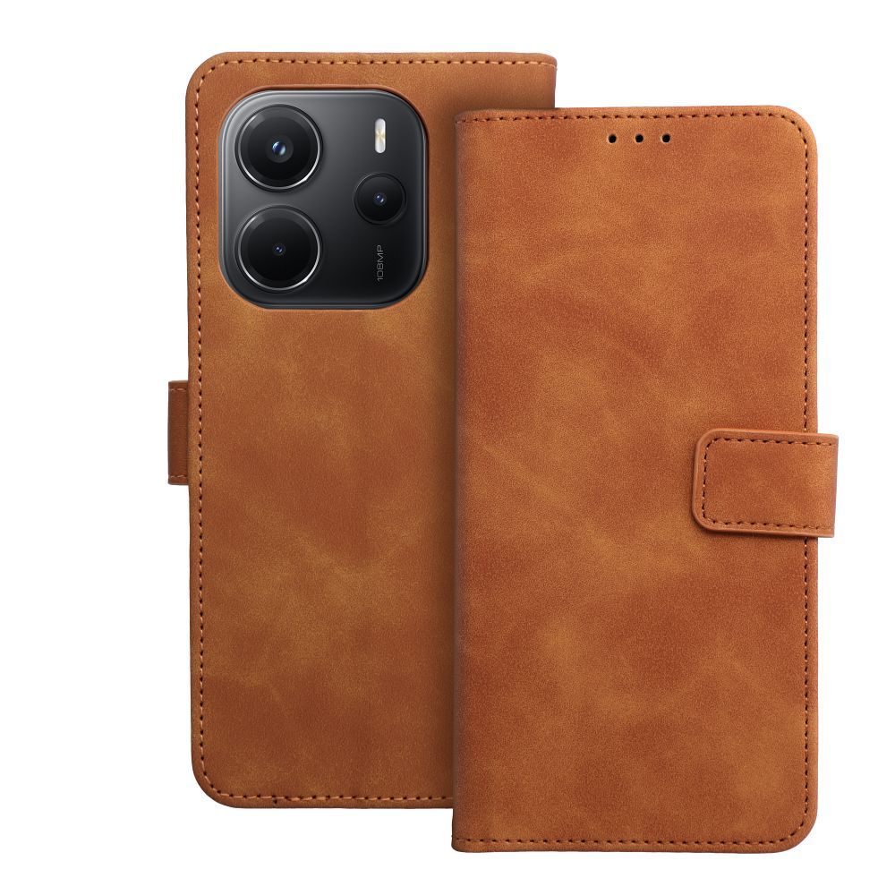 Husa Tender Book Flip pentru Xiaomi Redmi Note 14 4G (Global - 164,84mm X 78,15mm X 8,16mm) Maro