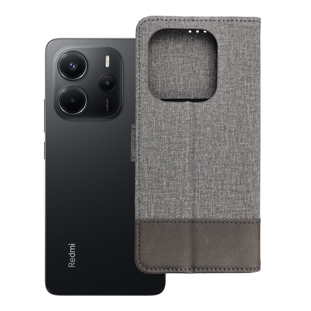 Husa Gomma Book Flip pentru Xiaomi Redmi Note 14 4G (Global - 164,84mm X 78,15mm X 8,16mm) Gri