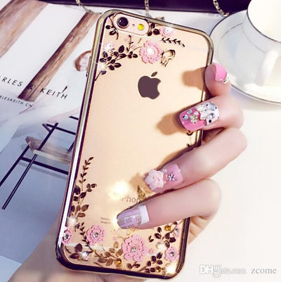 Husa Transparent Diamonds TPU LG X Power, Flower