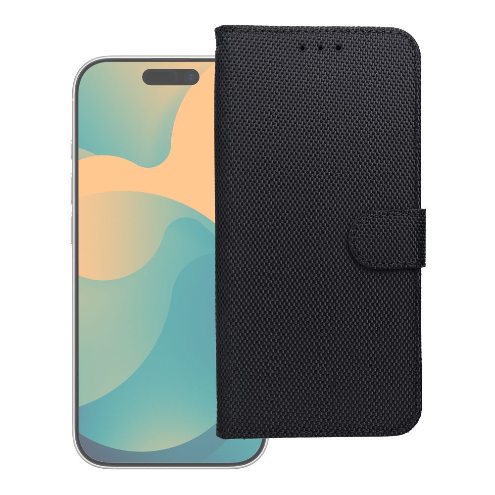 Husa 4Card Rfid Flip pentru iPhone 17 PRO / 18 PRO Anti-theft Tech Fabric Negru