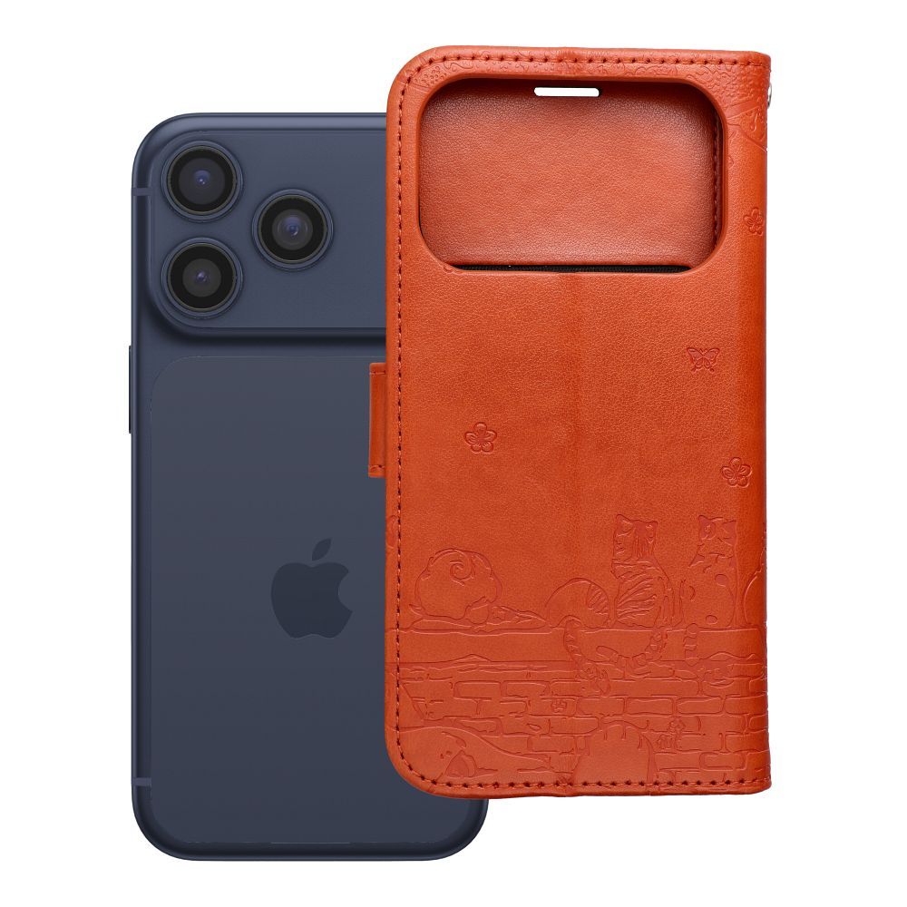 Husa Mezzo Book Flip pentru iPhone 17 PRO / 18 PRO Cats Maro