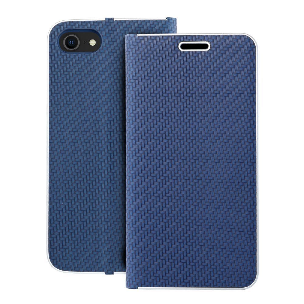 Husa Luna Book Carbon Flip pentru iPhone 7 / 8 / SE 2020 / SE 2022 Albastru