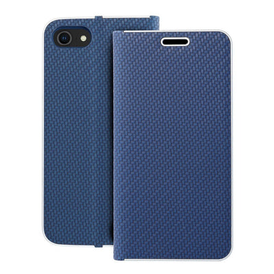 Husa Luna Book Carbon Flip pentru iPhone 7 / 8 / SE 2020 / SE 2022 Albastru