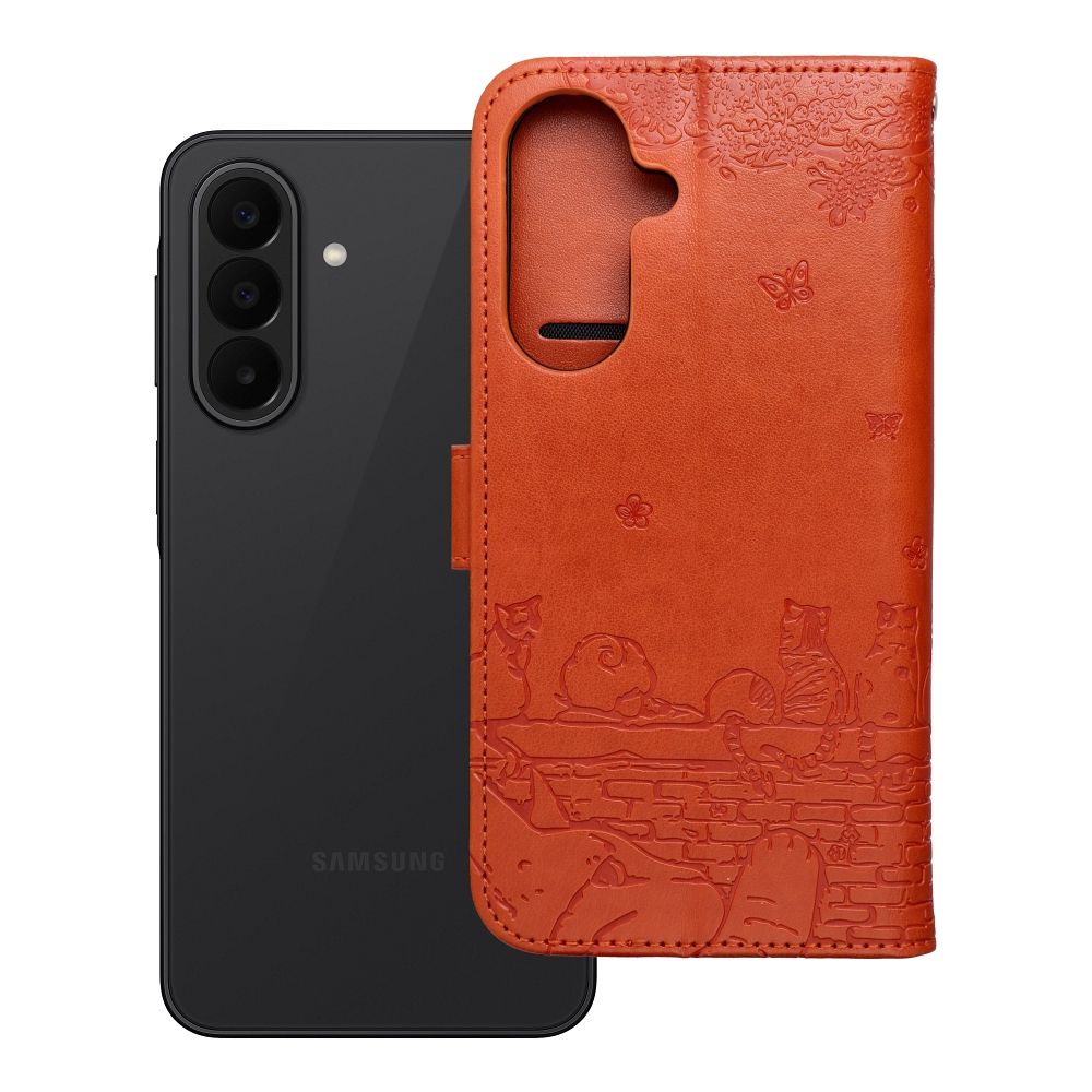 Husa Mezzo Book Flip pentru Samsung A27 Cats Maro