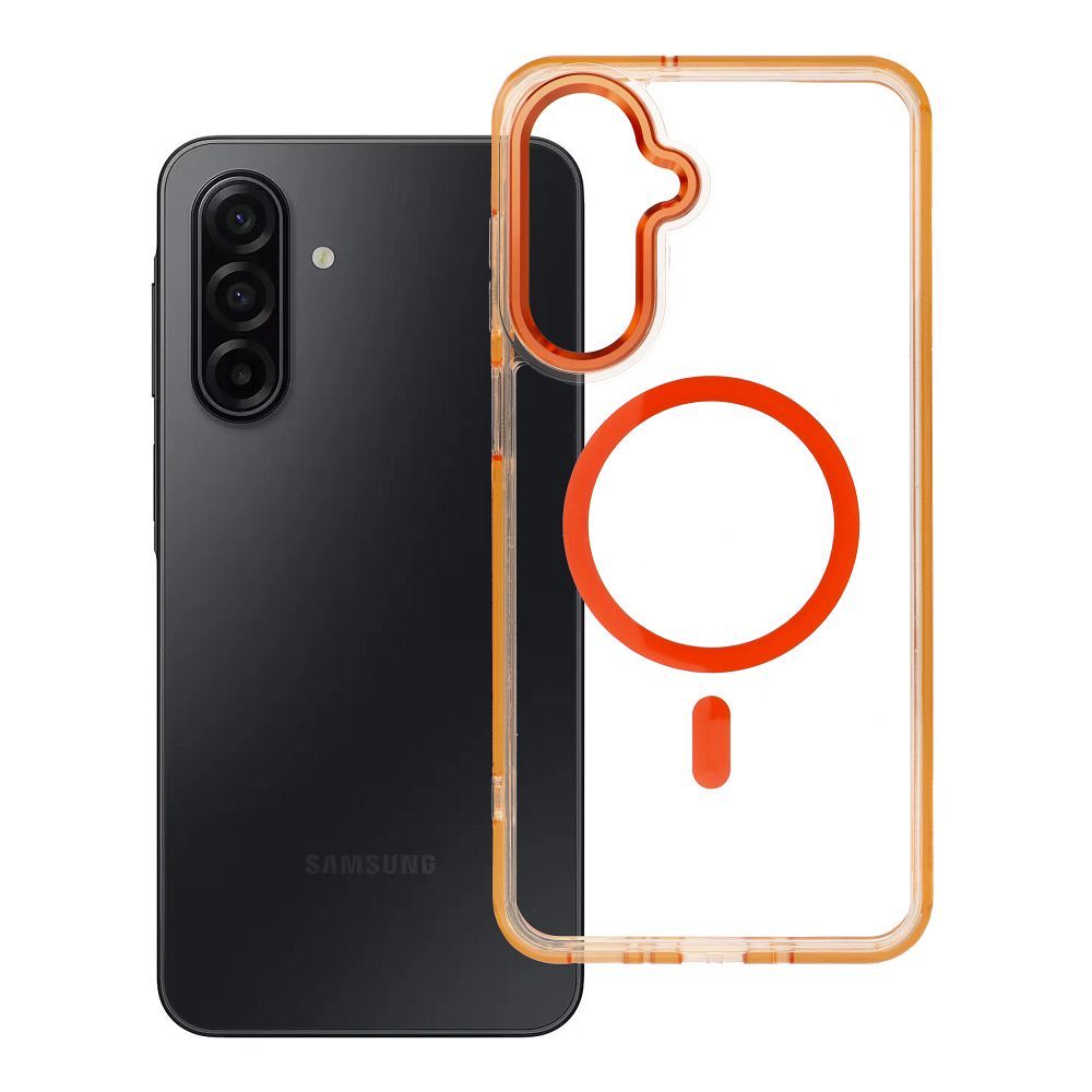 Husa Frame Transparent Hybrid Mag pentru Samsung A17 / A18 Compatible cu Magsafe Hermes Portocaliu