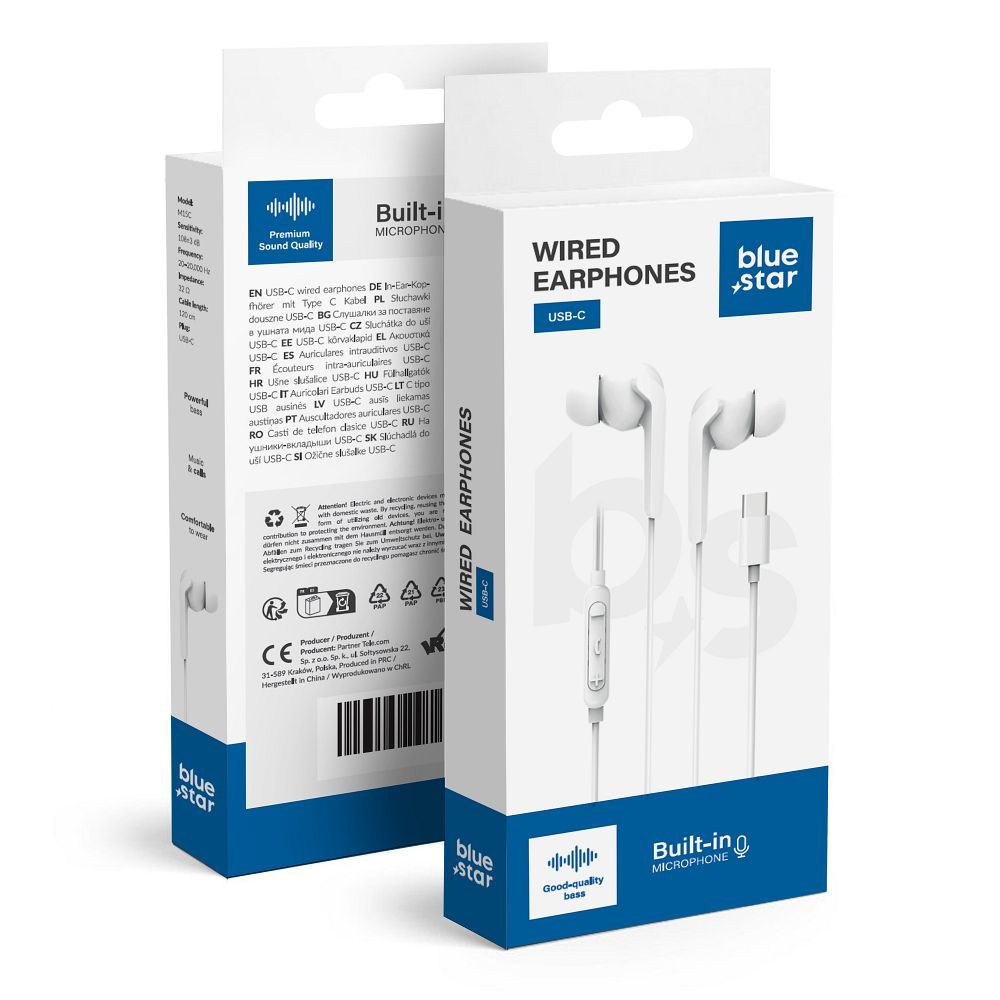 Casti Albastru Star Wire USB C (DAC) M15c 1,2 M Alb