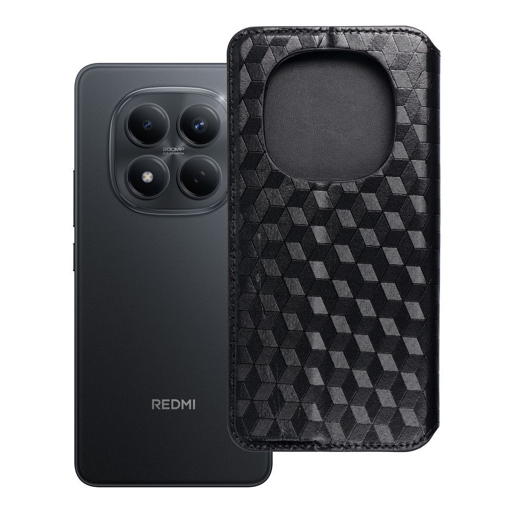 Husa Cubic Book Flip pentru Xiaomi Redmi Note 15 5G Negru