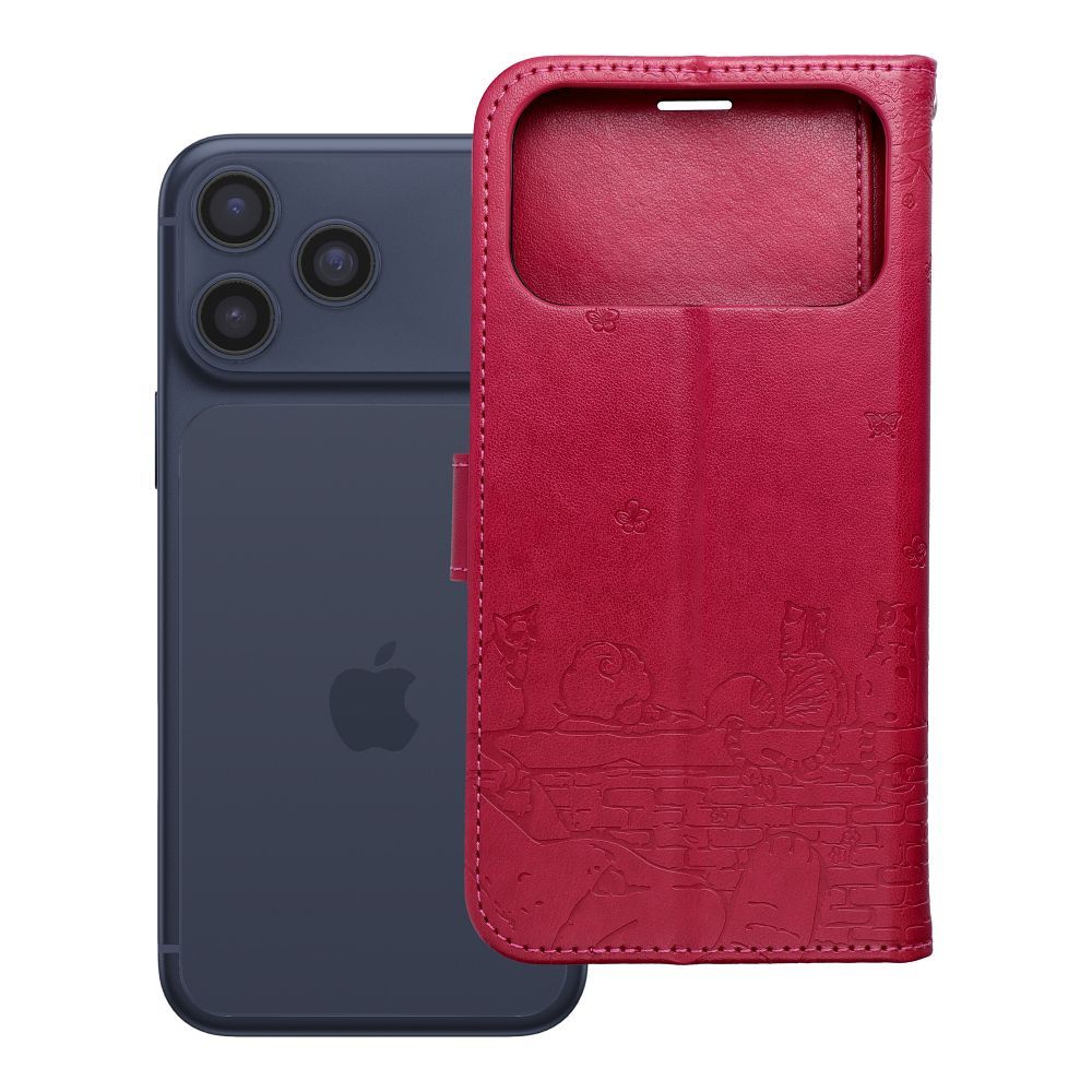 Husa Mezzo Book Flip pentru iPhone 17 PRO MAX / 18 PRO MAX Cats Rosu
