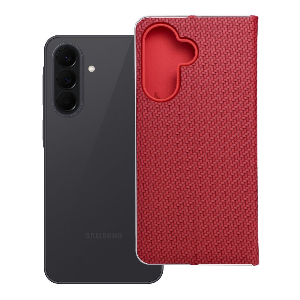 Husa Luna Book Carbon Flip pentru Samsung A37 5G Rosu