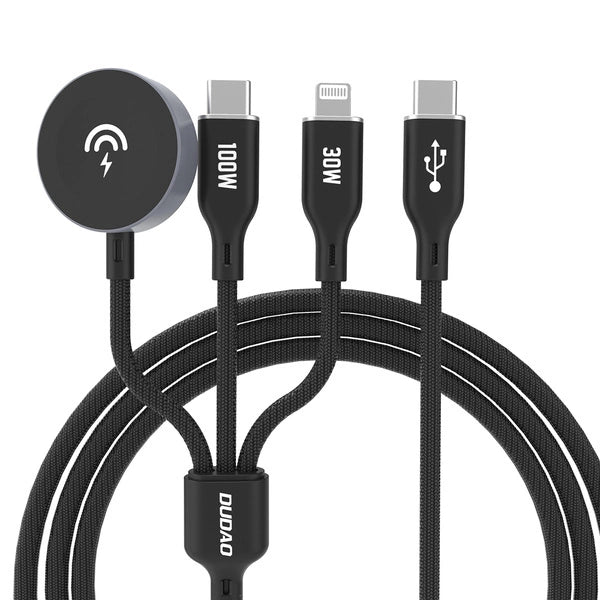 Cablu Apple Watch Dudao A12max+ PD 100W 3in1 Incarcator : Usb-c Lightning 1.2m - Negru
