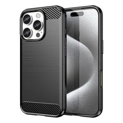 Husa Carbon pentru iPhone 16 Silicone - Negru