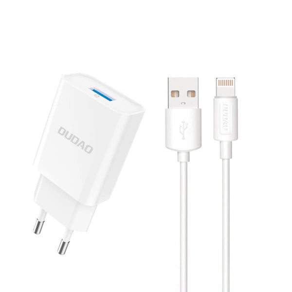 Cablu Dudao A4eu Usb-a 2.1A Incarcator priza - Alb + Usb-a - Lightning