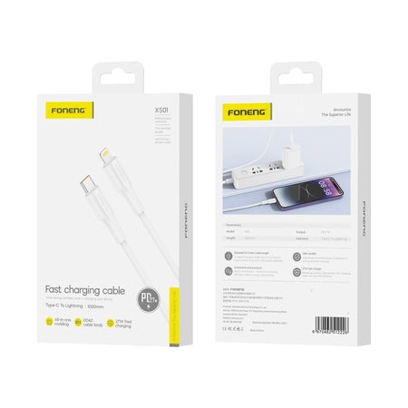 Cablu Foneng Xs01 Usb-c - Lightning PD 27W 1M Alb