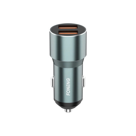 FONENG – Încărcător Auto C19, 36W, 2×USB, QC3.0, Argintiu