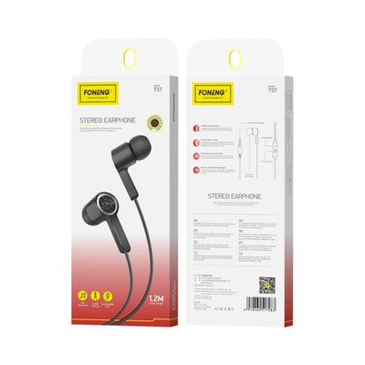 Casti Foneng Wired T57 Jack 3.5MM cu Microphone 1.2M Negru