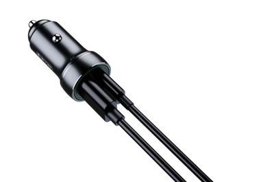 Cablu Jellico Incarcator auto F4 PD 20W 1xUSB-C + 1xUSB Qc3.0 + Lightning Negru