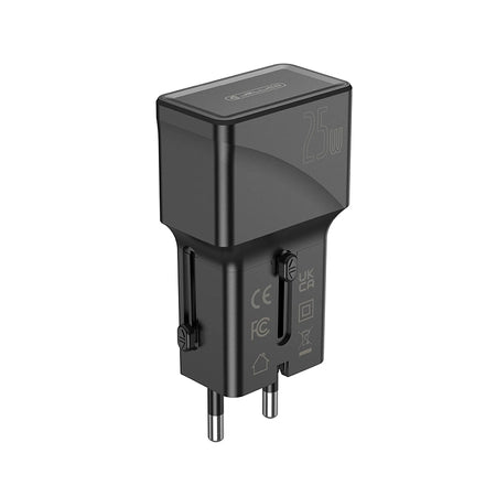 Adaptor Jellico Universal Travel S6 PD 25W 1xUSB-C + 1xUSB Qc3.0 Negru