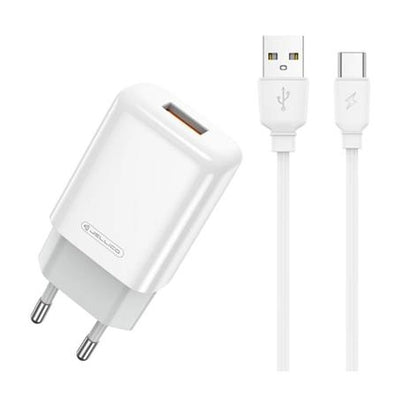 Cablu Jellico Incarcator priza Eu01 2.4A 12W 1xUSB + Usb-c Alb
