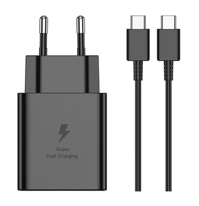 Cablu Jellico Incarcator priza Eu45 Gan PD 45W 1xUSB-C + Usb-c - Usb-c Negru