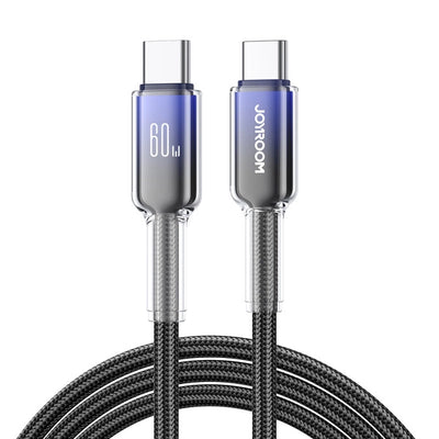 Cablu Joyroom S-a42 Crystal-Transparent Series 60W Usb-c - Usb-c 1.2m - Negru