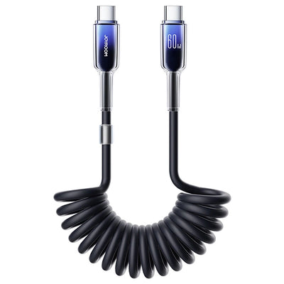 Cablu Joyroom S-a43 Crystal-Transparent Series 60W Usb-c - Usb-c Spiral 1.5m - Negru