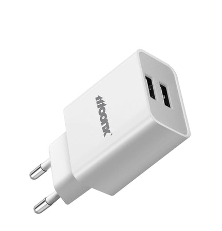 Cablu Moonx Incarcator priza Mc02 2.4A 12W 2xUSB + Lightning Alb