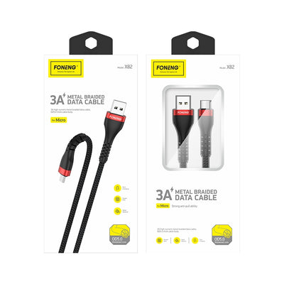 Cablu Foneng X82 Micro USB 3A 1M Negru