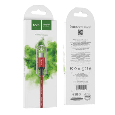 Cablu Hoco X14 Micro USB 3.1A 2M Rosu